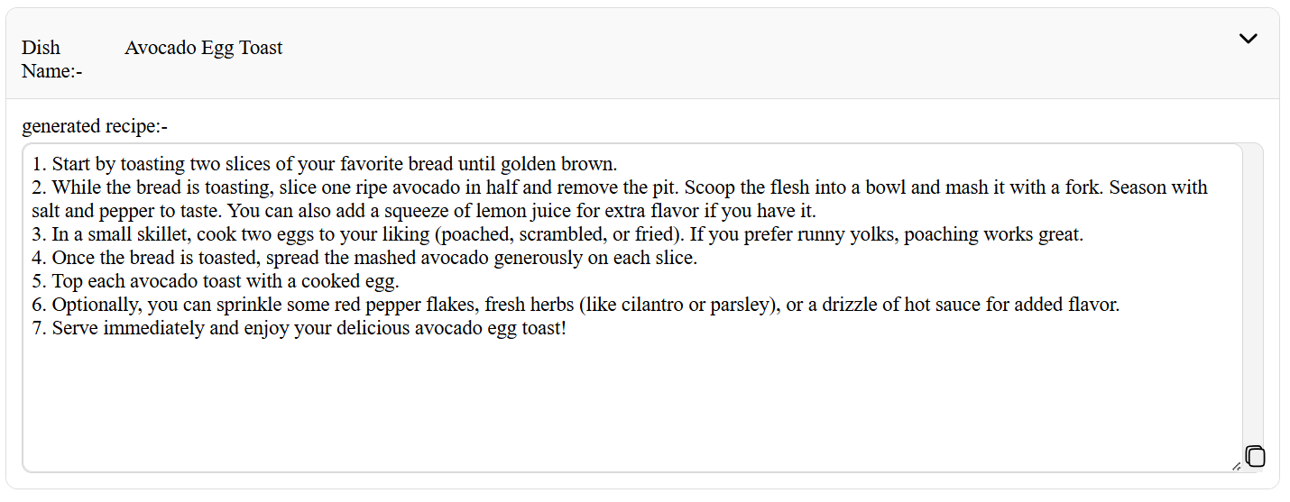 Example English Recipe Creator