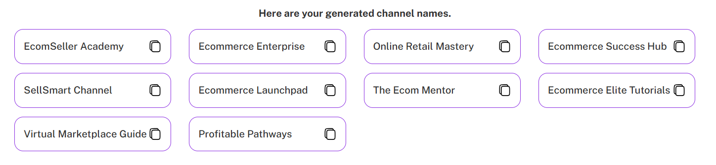 Channel name English Example